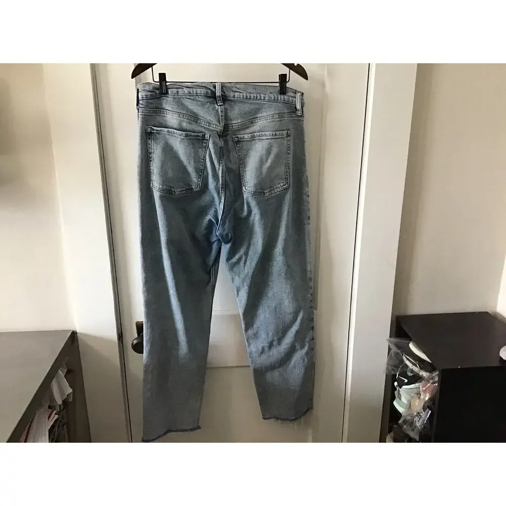 Old Navy Extra High Rise Sky High Straight Light Wash Jean Button Fly  14